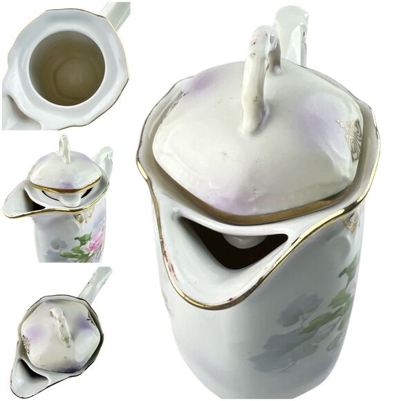 Antique Art Nouveau Demitasse Chocolate Pot/Espresso Set Three Crown Germany 7pc - Picture 14 of 15